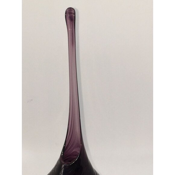 Vtg 1990's Hand Blown Amethyst Studio Art Glass Bulbous Vase Honey Comb Pattern - Picture 6 of 9